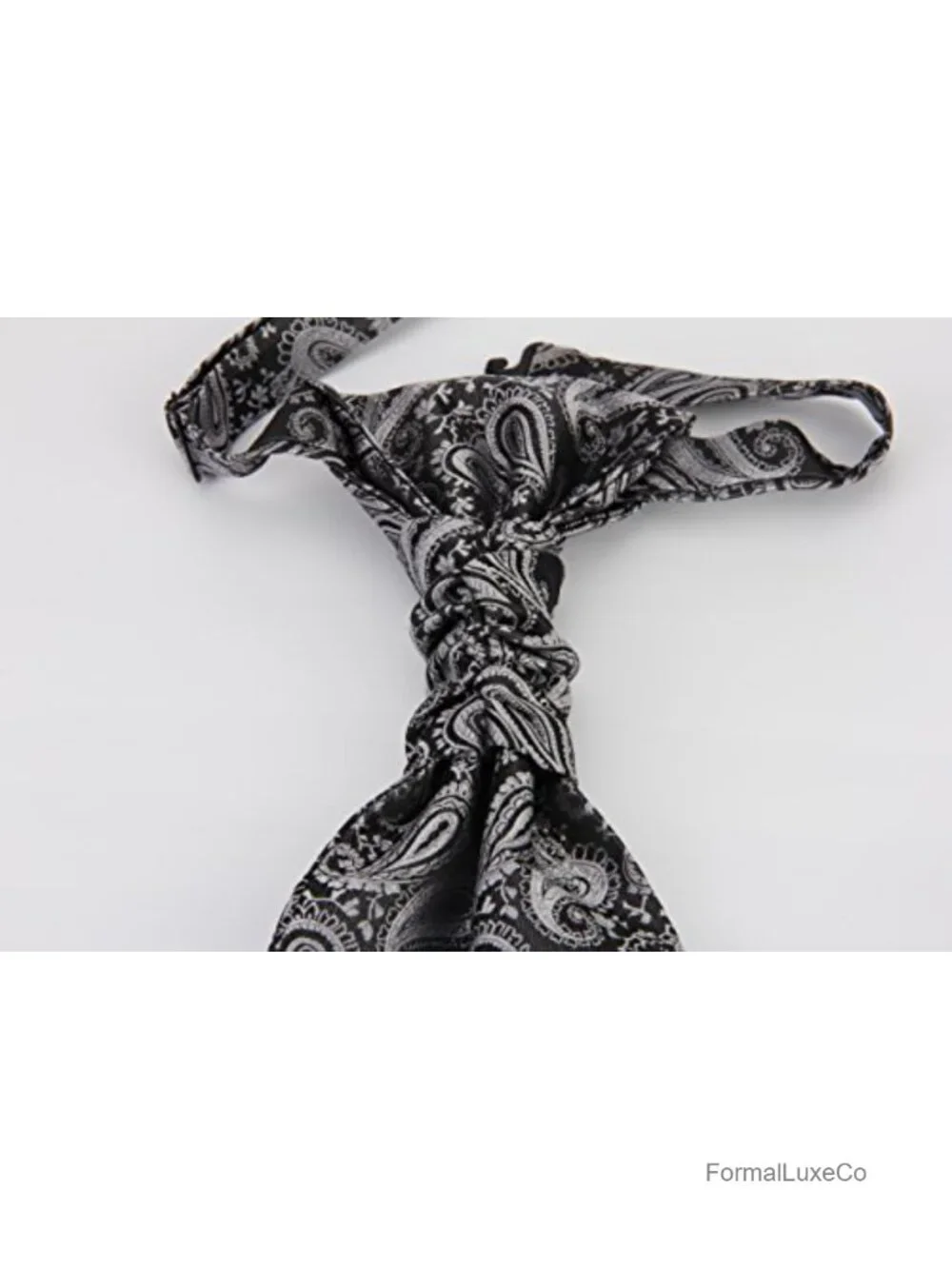 Pre-Tied Microfiber Ascot Cravat for Men Paisley Pattern Necktie